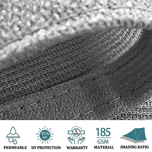 Shade&Beyond 8'x10' Sun Shade Sail Rectangle Canopy Sail Sunshade UV Block for Patio Yard Backyard Light Grey, (We Make Custom Size) - Image 3