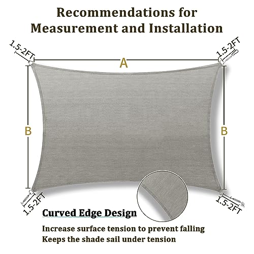 Shade&Beyond 8'x10' Sun Shade Sail Rectangle Canopy Sail Sunshade UV Block for Patio Yard Backyard Light Grey, (We Make Custom Size) - Image 5