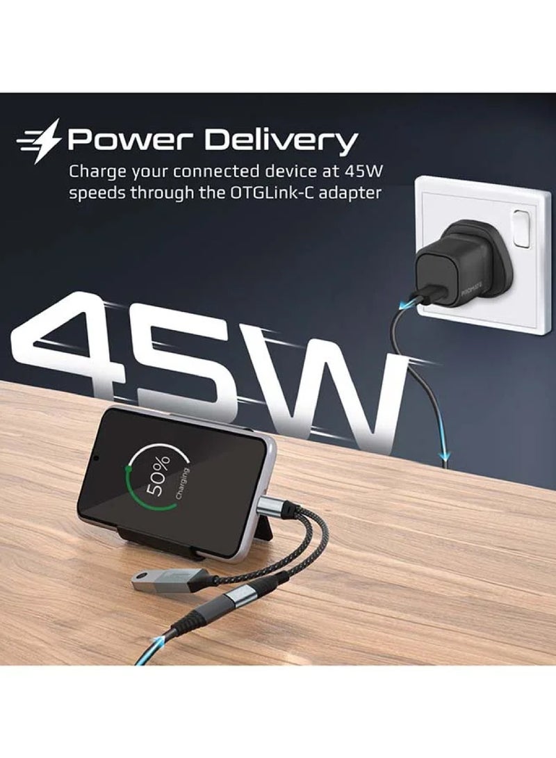 Rock Pow 45W USB-C OTG Media Adapter 16CM Black - Image 5