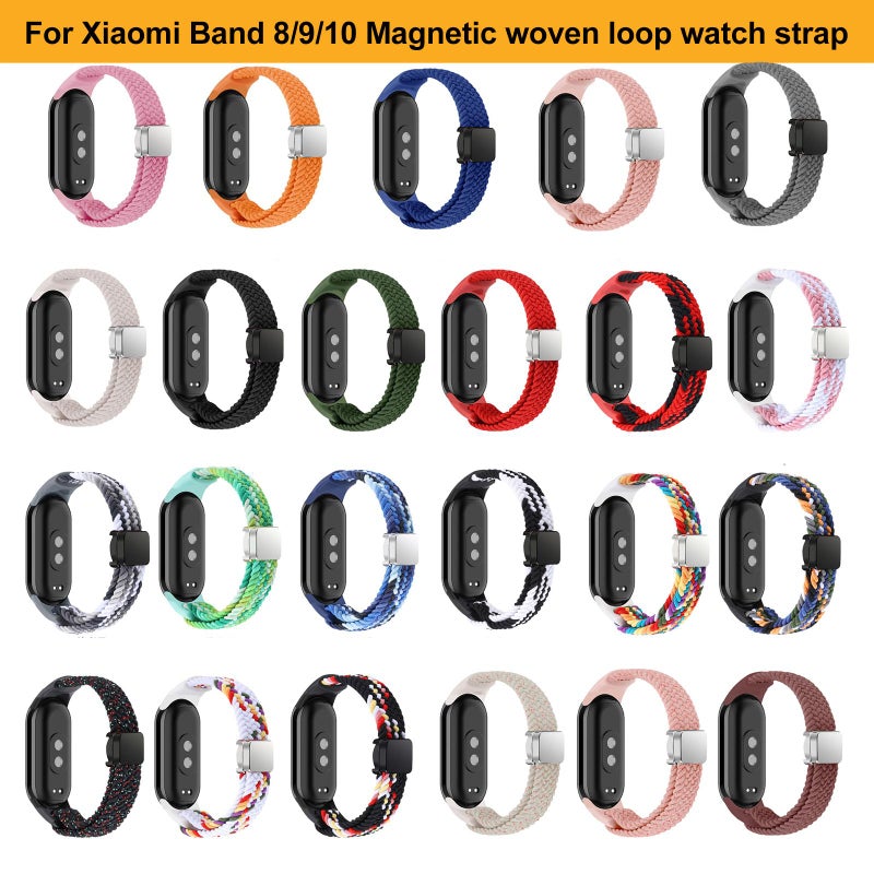 erorex For Xiaomi Smart Band 10 / 9 / 8 Nylon Braided Loop Magnetic Buckle Watch Band(Starlight Color Dots) - Image 4