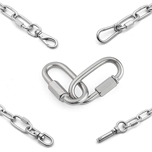 REZNOR Heavy Duty Oval Shape Galvanized Steel Screw Link Snap Hook Carabiner/Hook Swing Connector Multipurpose, SnapHook for Weight-Lifting Mountain Swinging Climbing Gym Silver (Pack of 2) - Image 2