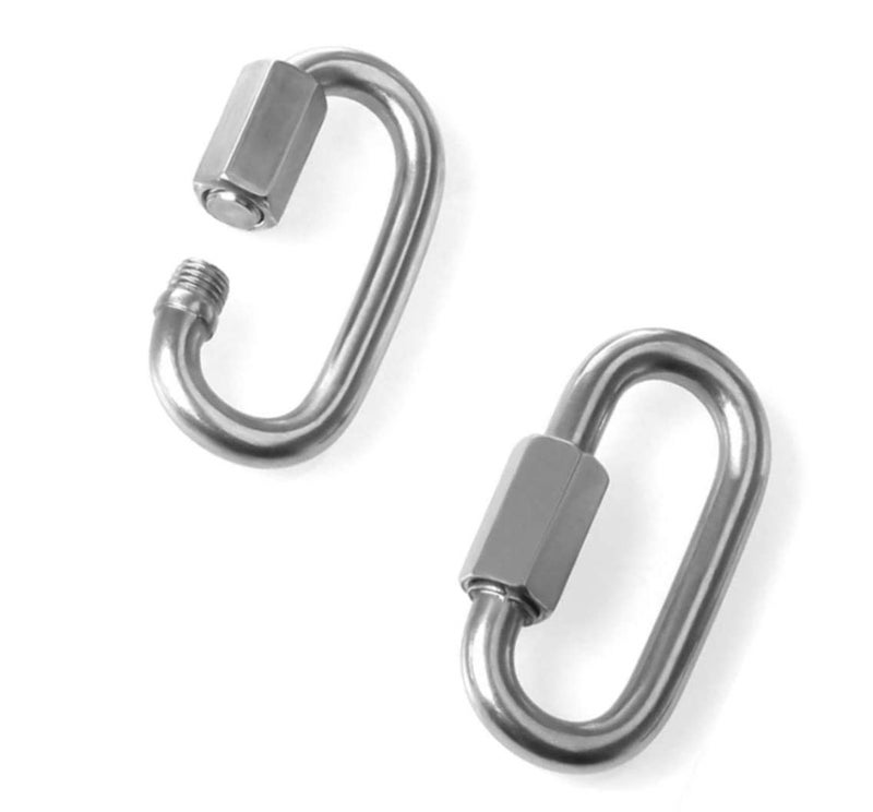 REZNOR Heavy Duty Oval Shape Galvanized Steel Screw Link Snap Hook Carabiner/Hook Swing Connector Multipurpose, SnapHook for Weight-Lifting Mountain Swinging Climbing Gym Silver (Pack of 2) - Image 1