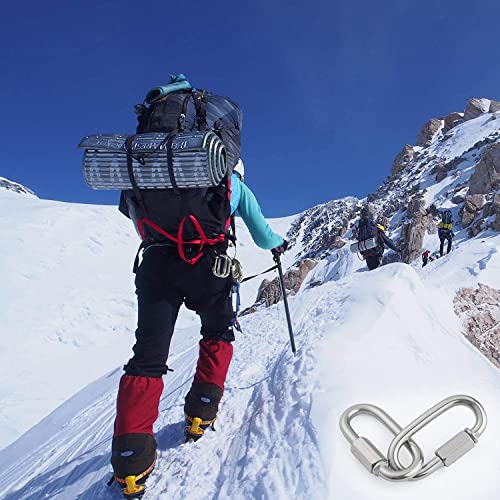 REZNOR Heavy Duty Oval Shape Galvanized Steel Screw Link Snap Hook Carabiner/Hook Swing Connector Multipurpose, SnapHook for Weight-Lifting Mountain Swinging Climbing Gym Silver (Pack of 2) - Image 4
