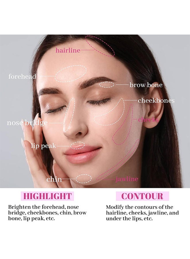 Miss Rose Professional Make-Up, 10-Colors Highlighter and Contour Kit: 2 In 1 Face Highlighter Contour Makeup Kit - Buildable Contour Powder Palette - Waterproof Long-Lasting Highlighter Palette - Image 3