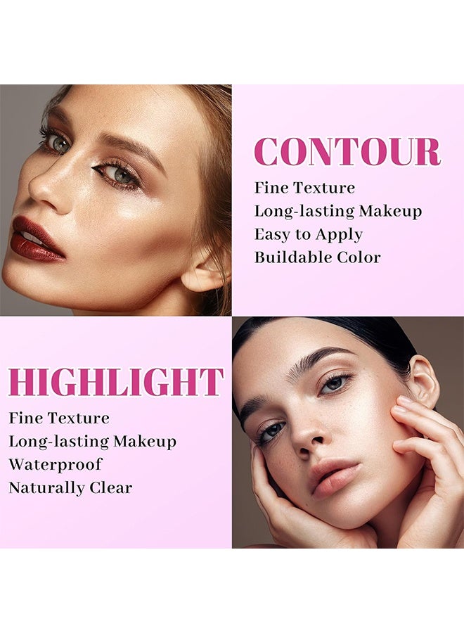 Miss Rose Professional Make-Up, 10-Colors Highlighter and Contour Kit: 2 In 1 Face Highlighter Contour Makeup Kit - Buildable Contour Powder Palette - Waterproof Long-Lasting Highlighter Palette - Image 4