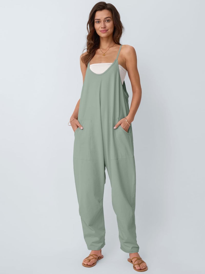 AUTOMET Womens Hawaii Hippie Clothes Halara Curvy Jumpsuits Cami Lounge Dress Backless Summer Outfits Beach Vacation Rompers Overalls Jumpers Fashion 2026 Sage L - Image 2