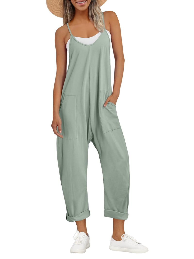 AUTOMET Womens Hawaii Hippie Clothes Halara Curvy Jumpsuits Cami Lounge Dress Backless Summer Outfits Beach Vacation Rompers Overalls Jumpers Fashion 2026 Sage L - Image 1