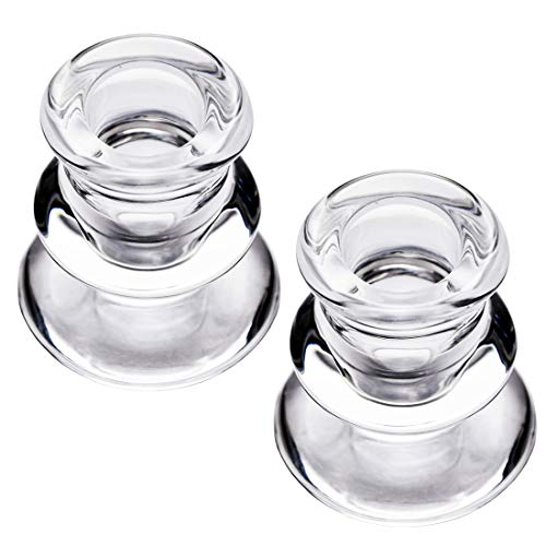 DEYBBY Clear Glass Candlestick Holders, Set of 2 Taper Candle Holders for Wedding, Decoration and Dinning - Image 1