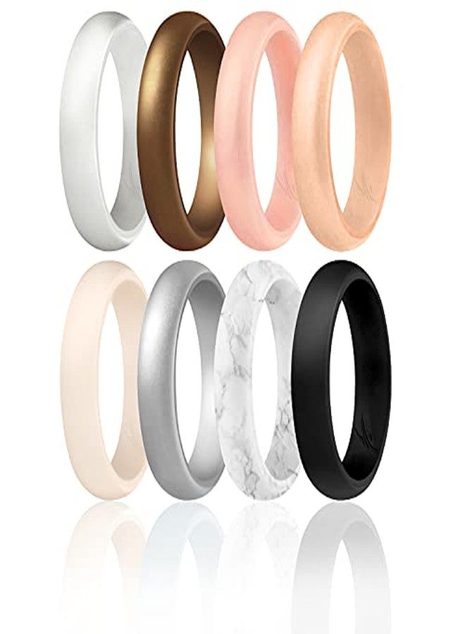 ROQ Silicone Rubber Wedding Ring for Women, Dome Solid Glitter & Metallic, Breathable Silicone Wedding Band, Anniversary Rings, Promise Ring, Multi Packs, Multi Colors, 4 UK, Silicone, No Gemstone - Image 1