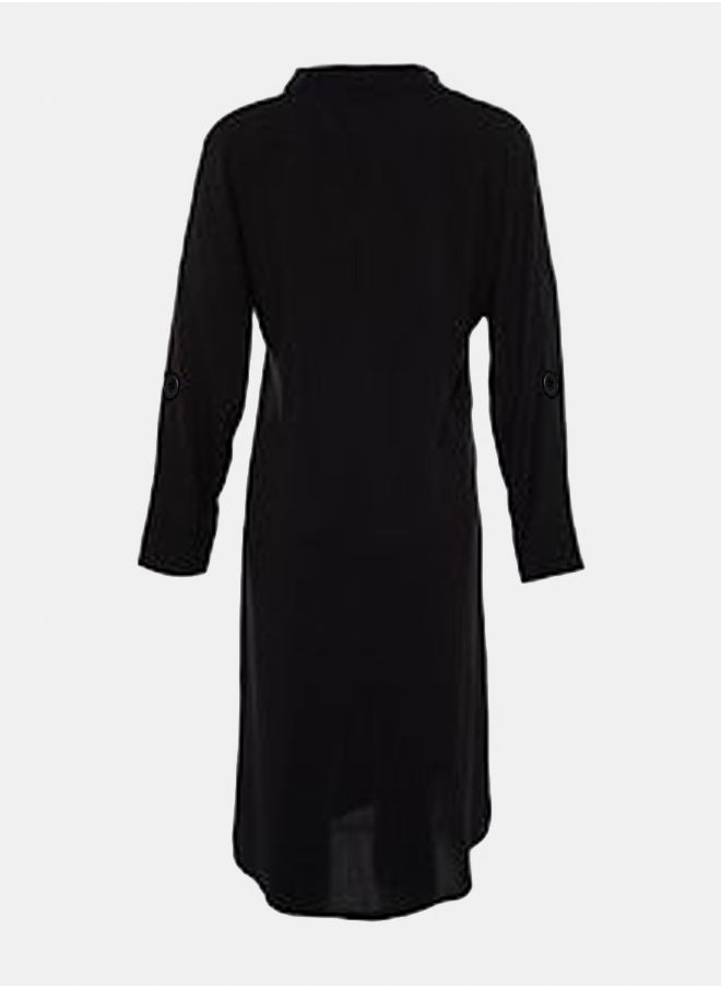 Black Midi Woven Slit Beach Dress TBESS21EL3318