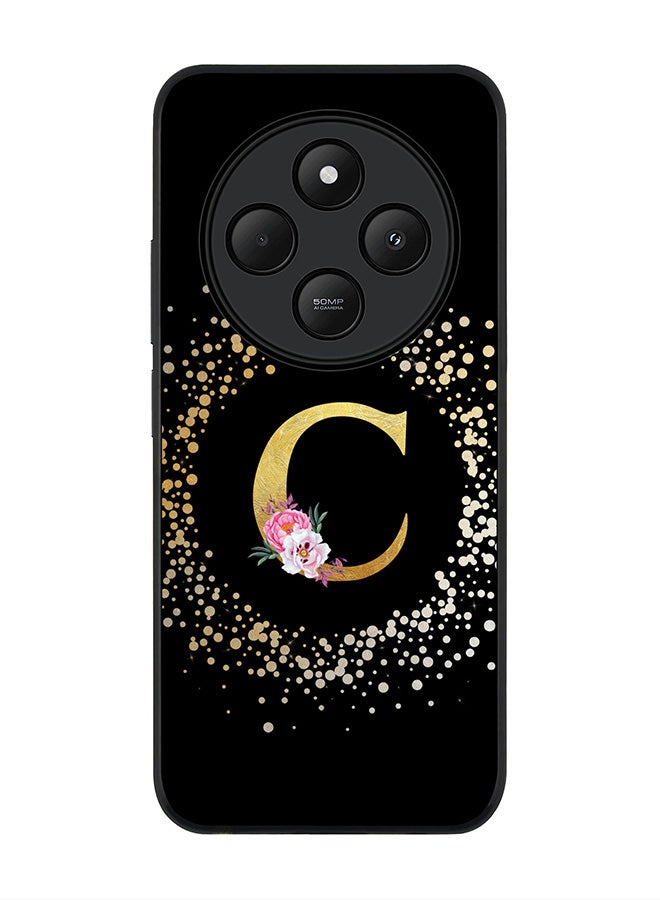 Stylizedd For Xiaomi Redmi 14C / 14R Case,Slim fit Camera Protection, Shockproof Thin Phone cover - Custom Monogram Floral - C ( Black ) - Image 1