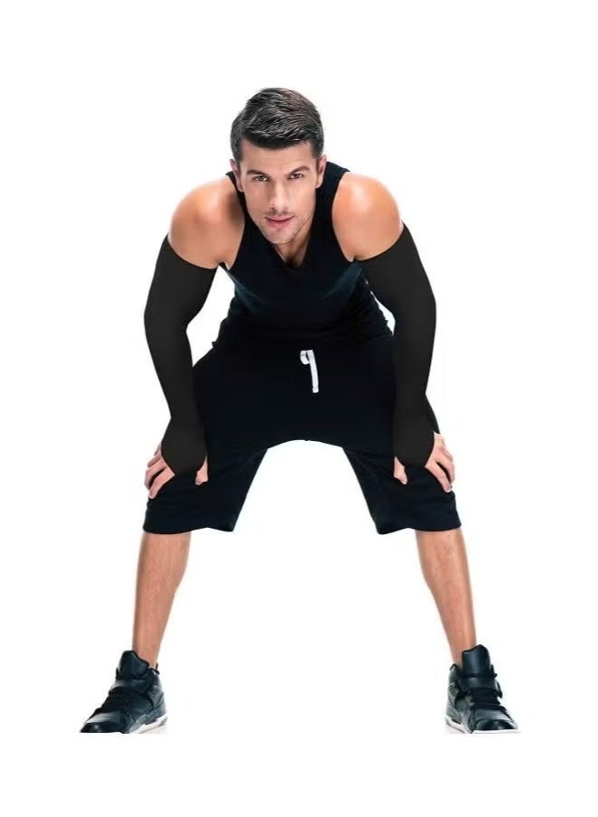 ساكن 6 أزواج من أكمام الذراع الضاغطة للحماية من أشعة الشمس فوق البنفسجية، أغطية ذراع واقية سوداء للأذرع الواقية للرياضات الخارجية ولعب الكرة - Image 4