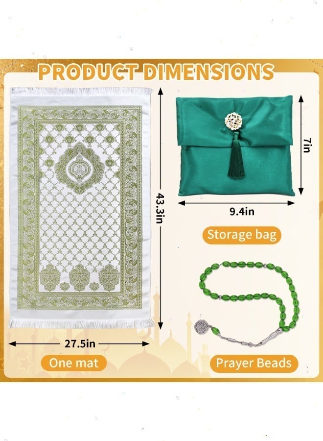 مجموعة سجادة صلاة رمضان 3 في 1 - سجادة صلاة فاخرة لرمضان + تسبيحة + حقيبة تخزين مدمجة، ضرورية للمنزل في شهر رمضان المبارك، سهلة الحمل وبأسعار معقولة - Image 2