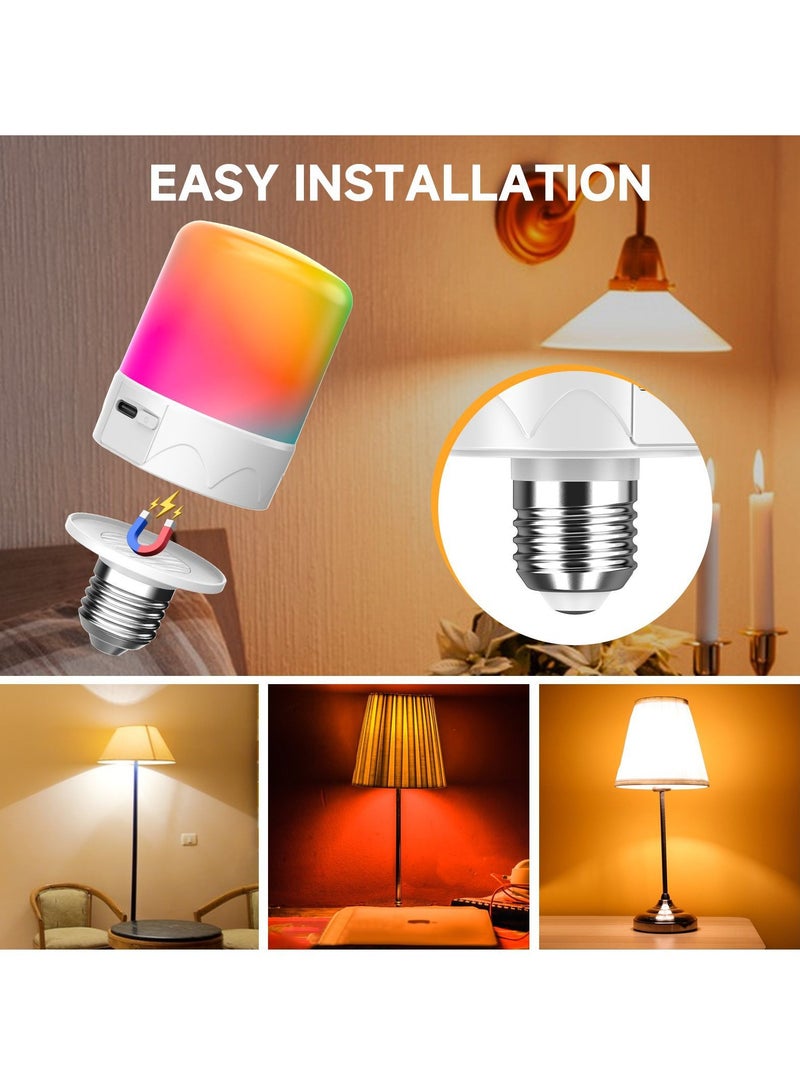 OHAHO 2 PACK USB Rechargeable Light Bulb With Remote Control Battery Operated Light Bulb for Lamps RGB Color Changing Bulb 12 Color Temperature Dimmable 3 Timers Cordless magnetic Night Light - Image 4