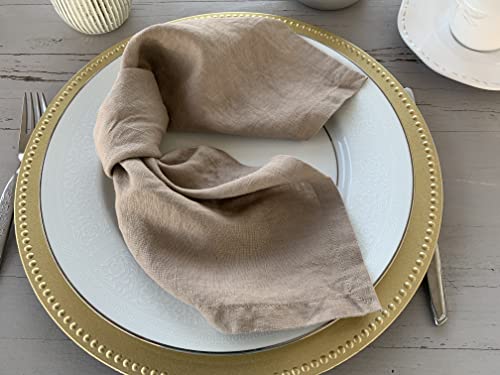 Eight Owls Linen Napkins –100% French Flax – Stonewashed Pure Linen Cloth Napkins - Size 18 Inch x 18 Inch – Set of 4 (Natural Rustic Taupe) - Image 4