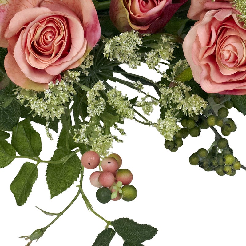 Nearly Natural 4802 Rose Wreath, 20-Inch, Peach,15" x 6" x 15" - Image 3
