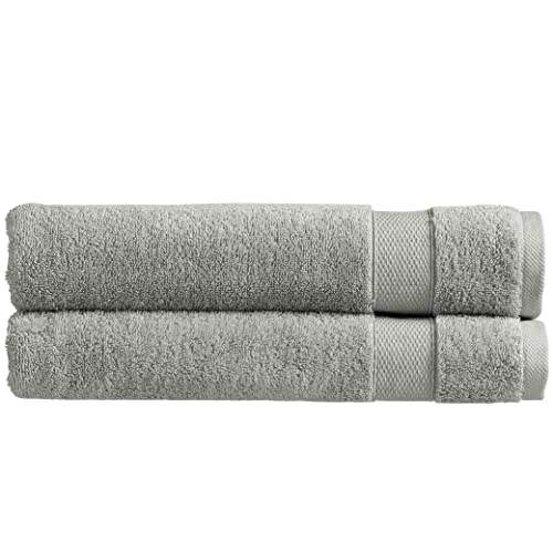 Christy Refresh Bathroom Towels  Set of 2  Quick Dry  Gentle Pastel Tones  Soft Plush Large Bath Towels  Absorbent Shower Towels  100 Cotton 550GSM  Dove Grey