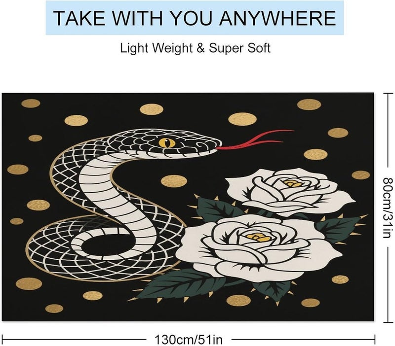 Beach Towel 31"x51" Lightweight, Super Absorbent Sandproof Towels Snake Red Flower Double-Sided Plush Towel for Adults, Travel, Pool, Gym & Sports Sand-Free Quick-Dry Bath Towels - Image 2