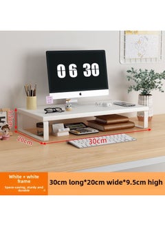 Computer Elevated Rack Monitor Bracket Pad High Base Desktop Storage Rack Bracket Desktop Storage Shelf Load-bearing-color:Snowflake White + White Frame 30x20x8 Cm