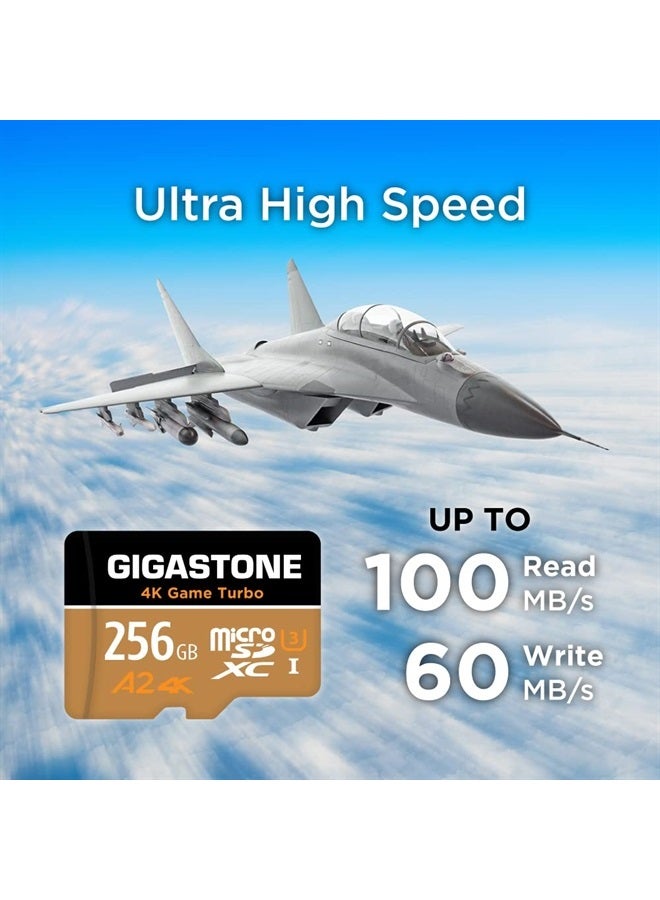 [5-Yrs Free Data Recovery] Gigastone 256GB Micro SD Card, 4K Game Turbo, MicroSDXC Memory Card for Nintendo-Switch, GoPro, Action Camera, DJI, UHD Video, R/W up to 100/60MB/s, UHS-I U3 A2 V30 C10