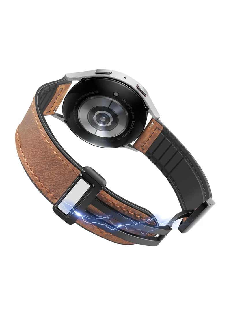 22mm Leather Strap Replacement for Huawei Watch 5 46mm/GT5 Pro 46mm/GT5 46mm/GT4 46mm/Watch 4 46mm,Quick Release Band for Redmi Watch 5 Active/Lite,Dark Brown  - Image 5