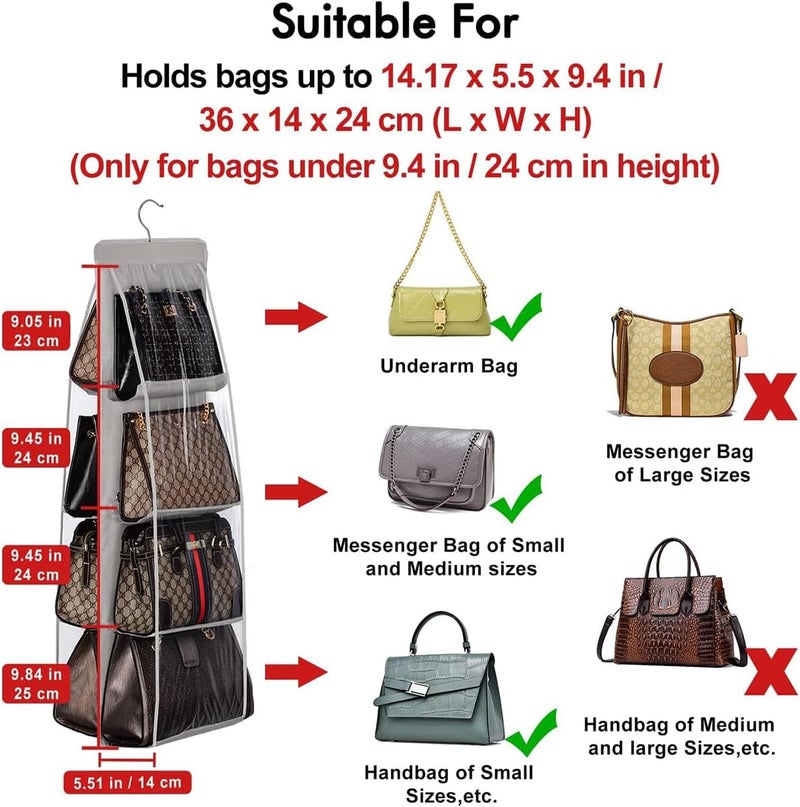 Handbag Hanging Organizer with 8 Pockets - Foldable Oxford Cloth Storage Solution (Black) - Image 4