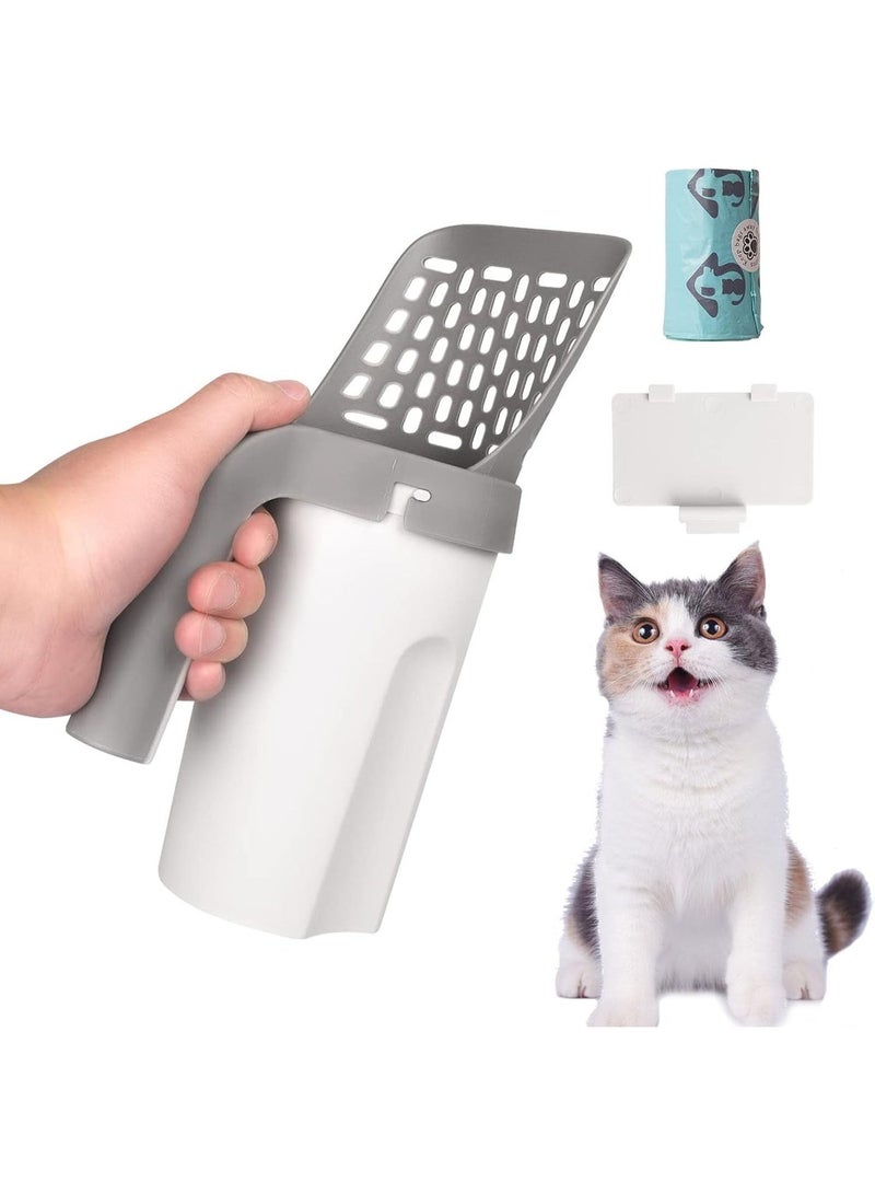 Cat Litter Scoop with Waste Bags, Portable Pooper Scooper Set, Large Capacity Deep Shovel, Detachable Holder Design for Easy Cat Litter Cleaning & Pet Waste Removal - Image 1