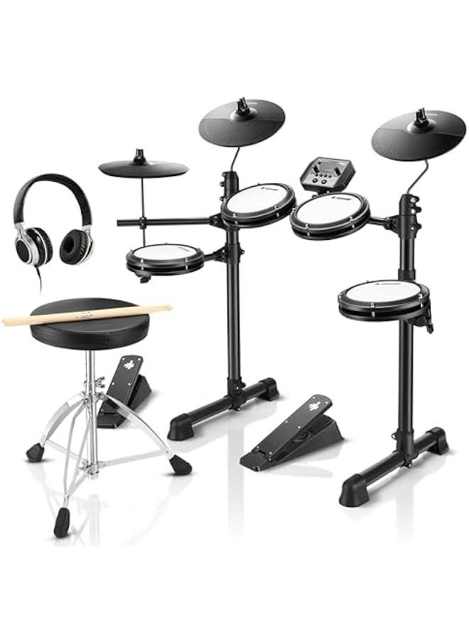 Arabest DED-80 Electronic Drum Kit with 4 Mesh Pads, 180+ Sound Options, 2 Foot Pedals, Drum Throne, Headphones, Drumsticks, and Melodics Lessons  - Image 1