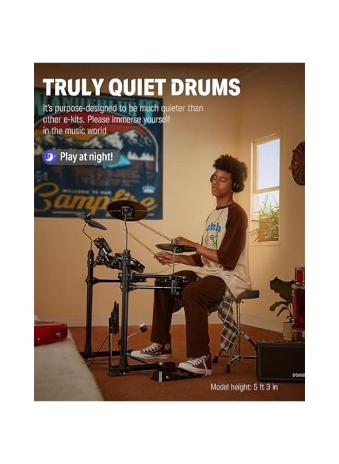 Arabest DED-80 Electronic Drum Kit with 4 Mesh Pads, 180+ Sound Options, 2 Foot Pedals, Drum Throne, Headphones, Drumsticks, and Melodics Lessons  - Image 3