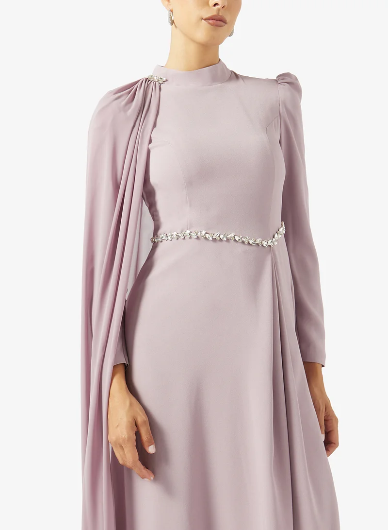 Akadia Fashion  SHAWL DETAILS CREPE CHIFFON DRESS for Women | Best Price UAE