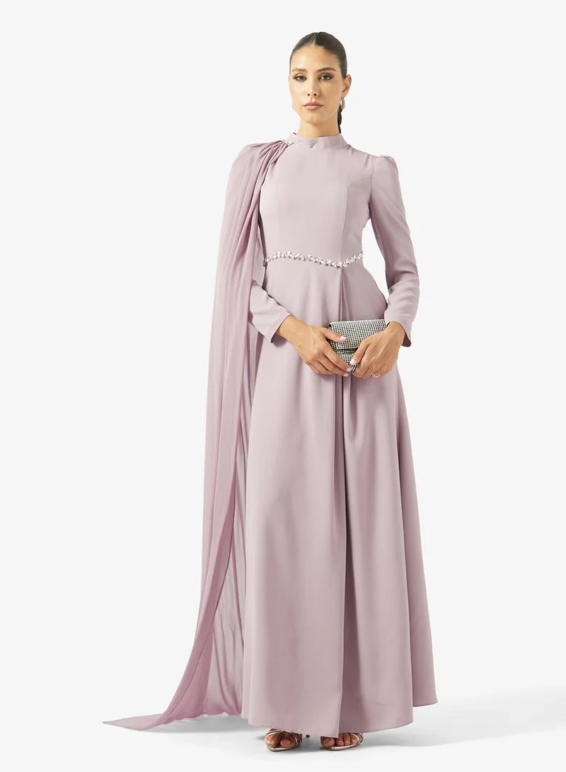 Akadia Fashion  SHAWL DETAILS CREPE CHIFFON DRESS for Women | Best Price UAE
