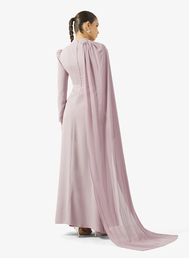 اكاديا فاشن SHAWL DETAILS CREPE CHIFFON DRESS