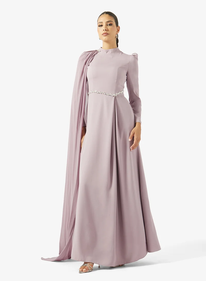 اكاديا فاشن SHAWL DETAILS CREPE CHIFFON DRESS