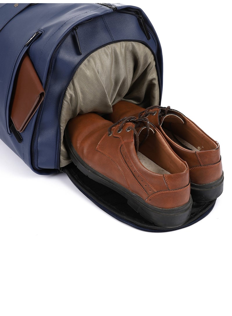 Crossland CROSSLAND Foldable Waterproof Duffel Bag for Traveling with dedicated compartment for Suit and Dress -Blue  - Image 4