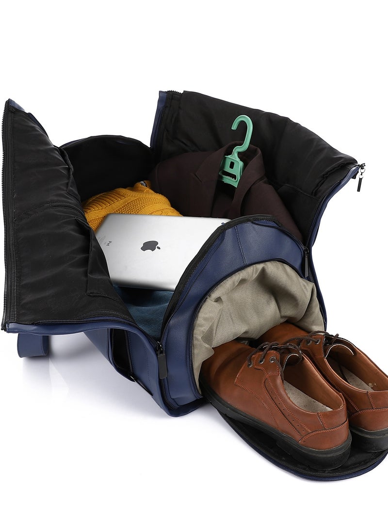 Crossland CROSSLAND Foldable Waterproof Duffel Bag for Traveling with dedicated compartment for Suit and Dress -Blue  - Image 5