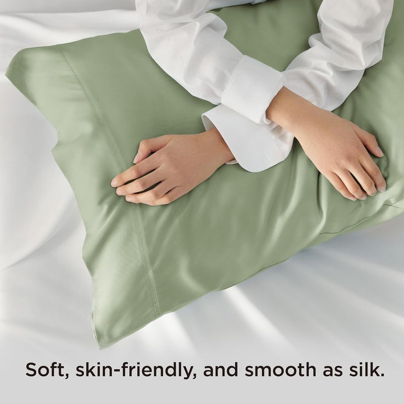 Bedsure Cooling Pillow Cases King - Rayon Made from Bamboo, Sage Green Chill Pillowcase 2, Silky Soft & Breathable Pillow Covers with Envelope Closure, Gift for Hot Sleepers in Summer, 20x36 inches - Image 4