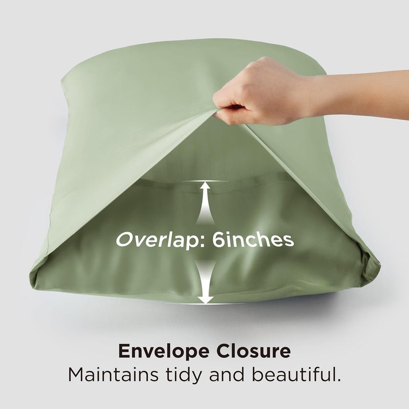 Bedsure Cooling Pillow Cases King - Rayon Made from Bamboo, Sage Green Chill Pillowcase 2, Silky Soft & Breathable Pillow Covers with Envelope Closure, Gift for Hot Sleepers in Summer, 20x36 inches - Image 5