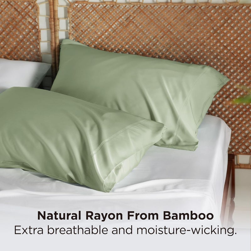 Bedsure Cooling Pillow Cases King - Rayon Made from Bamboo, Sage Green Chill Pillowcase 2, Silky Soft & Breathable Pillow Covers with Envelope Closure, Gift for Hot Sleepers in Summer, 20x36 inches - Image 3