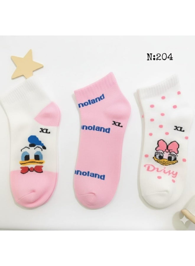 Girls Cotton Socks 3 Pairs Soft Breathable Daily Comfort Kids Socks - Image 2