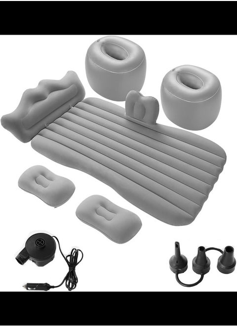 Inflatable Air Mattress Car Bed- Back Seat Sleeping Pad with Backrest- Portable Travel Camping Mattress - Grey