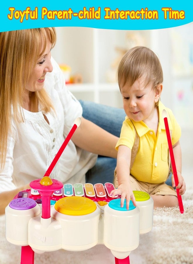 AugToy 3 in 1 Musical Toys for Toddlers 1-3 Piano Xylophone Drum Set Toys for 1 2 Year Old Girls Birthday Gifts Music Instruments Baby Learning Toys 6 12-18 Months Developmental Toddler Girl Toys Age 1-2 2-4 - Image 5