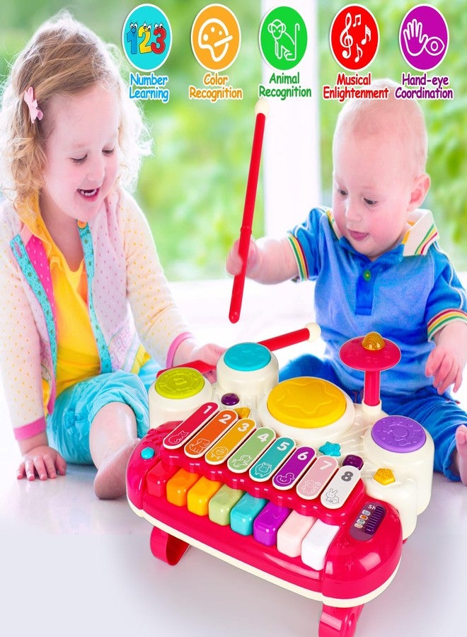 AugToy 3 in 1 Musical Toys for Toddlers 1-3 Piano Xylophone Drum Set Toys for 1 2 Year Old Girls Birthday Gifts Music Instruments Baby Learning Toys 6 12-18 Months Developmental Toddler Girl Toys Age 1-2 2-4 - Image 4