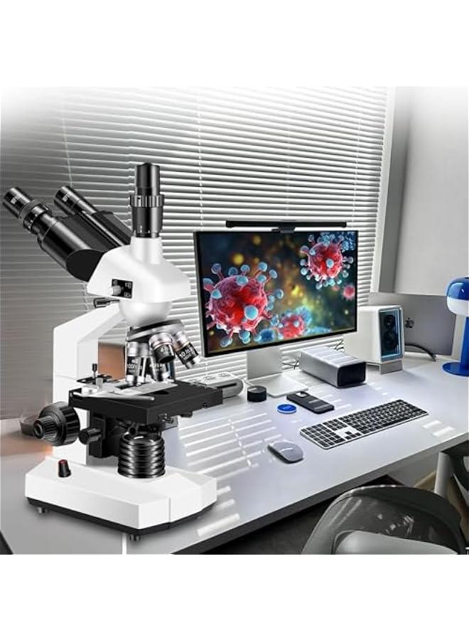 Arabest Trinocular Microscope 40X-5000X Magnification Laboratory Grade with Dual Mechanical Stage and HD USB Camera Microscope for Adults - Image 3