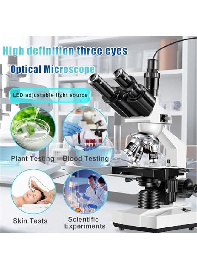 Arabest Trinocular Microscope 40X-5000X Magnification Laboratory Grade with Dual Mechanical Stage and HD USB Camera Microscope for Adults - Image 4