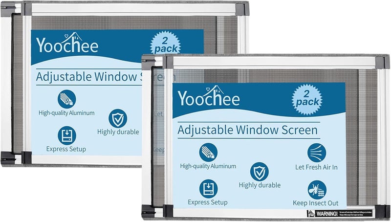 Yoochee Expandable Window Screen, 2 Pack Adjustable Window Screen (10" H x 14.3" - 25" W) - Extra Small Replacement Window Screens with Frame, Durable Replacement Screen for Window - Image 1