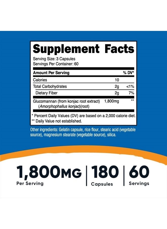 Glucomannan Konjac Root Extract 1,800mg - 180 Capsules