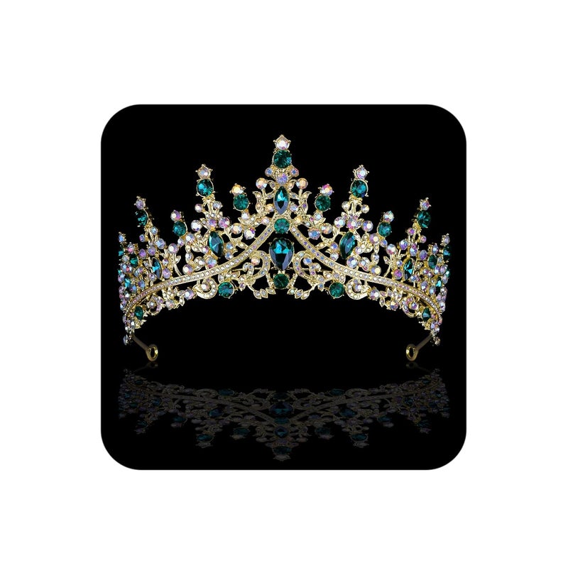 Cocide Green Tiaras for Women Crown for Women Emerald Quinceanera Dress Headbands for Girls Princess Halloween Cosplay Birthday Pageant Bride Headpieces Hair Accessories - Image 1