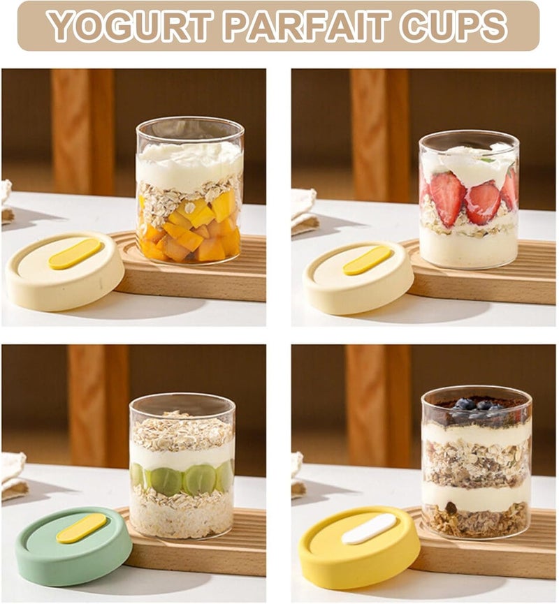 Excefore Airtight Glass Jars with Lids, Leakproof Food Storage Containers, BPA-Free Clear Jars or Overnight Oats, Meal Prep, Spices, Snacks, Yogurt & Cereal, Snacks Kitchen Organization (4 PCS, 13.5oz) - Image 4