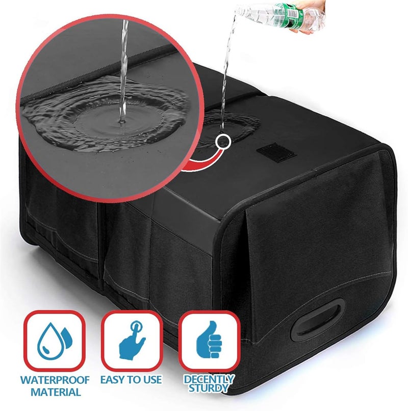 Car Trunk Organizer - Collapsible Multi-Compartment Storage, Waterproof, Black - Image 5
