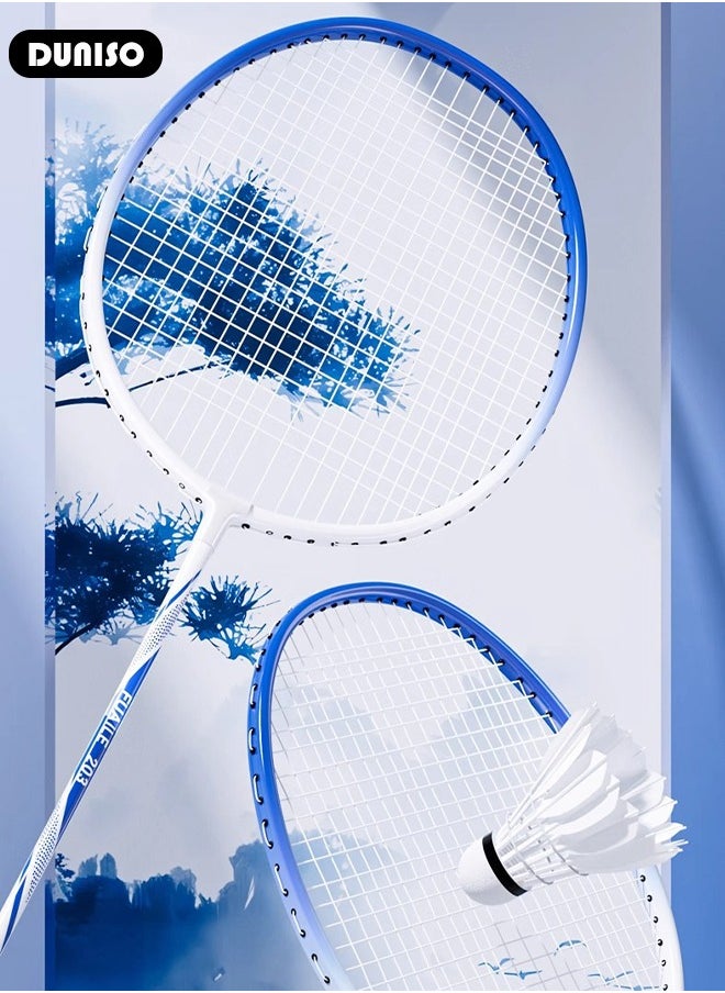 DUNISO Badminton Rackets Set of 2, Ferroalloy Badminton Rackets Set Including Badminton Bag, 3 Badminton Shuttlecock, 2 Racquet Grip for Beginners Outdoor Backyard Games, Daily Play and Training  - Image 3